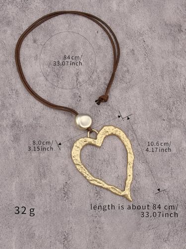 Chunky Necklace for Women Boho Pendant Necklace Statement Western Choker Necklaces for Women Vintage Bohemian Jewelry - style: Boho Heart Necklace