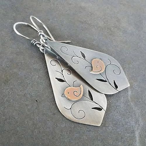 Boho Earrings, Statement Earrings, Teardrop Sunflower Earrings, Dangle Ethnic Earrings for Women, Handmade Bohemian Trendy Boho Vintage Jewelry - style: Bird
