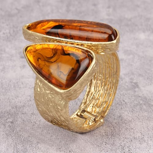 Gold Cuff Bracelet for Women Silver Beaded Bracelets Open Bangle Stackable Stretch Bead Bracelet Boho Jewelry Gifts for Wife Couple - style: Chunky Bangle Bracelets