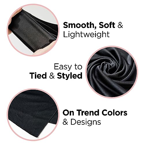 KISS COLORS & CARE Satin Scarf, Black | Soft Texture | Multi-Purpose | Prevents Hair Breakage - size: 2 Count, style: Black
