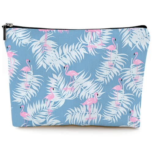 Cute Makeup Bag for Purse Canvas Waterproof Funny Cosmetic Bags for Women Zipper Travel Toiletry Pouch-Flamingo Makeup Bags-Blue - color: Flamingo Makeup Bags-Blue