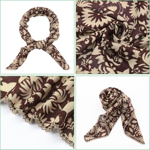 Large Cotton Bandanas for Women, 27 x 27 inch Hair Neck Scarf, Headband Square Scarf - color: Brown