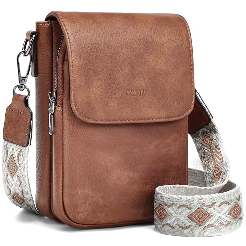 GEMIU Small Crossbody Bags for Women Cell Phone Purse Crossbody Wallet Purses with Card Slots - color: Brown