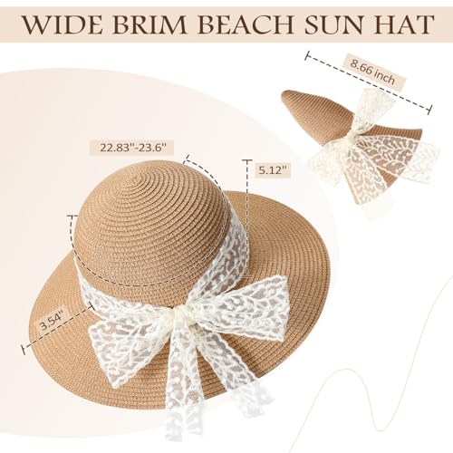 Beach Hats for Women, Sun Straw Hat for Women, UPF 50+ UV Sun Protection Sun Hat Womens, Foldable Floppy Sun Hat - color: G-khaki