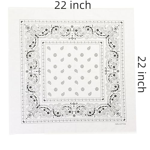 Vamqor 100% Cotton 10 Pack Fine Bandanas - color: White