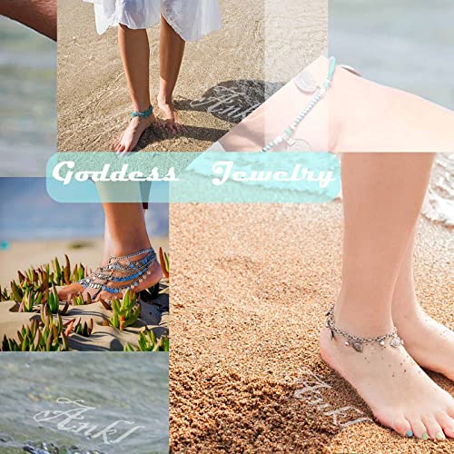 Boho Layered Anklet Bracelet Satellite Barefoot Sandal Anklet Gold Beaded Ankle Bracelets Ball Toe Ring Anklets Gypsy Anklets Foot Chain Jewelry for Women