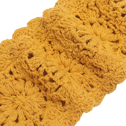 ZLYC Women Headband Handmade Crochet Knit Boho Flower Hair Bands (Crochet Yellow) - color: Crochet Yellow