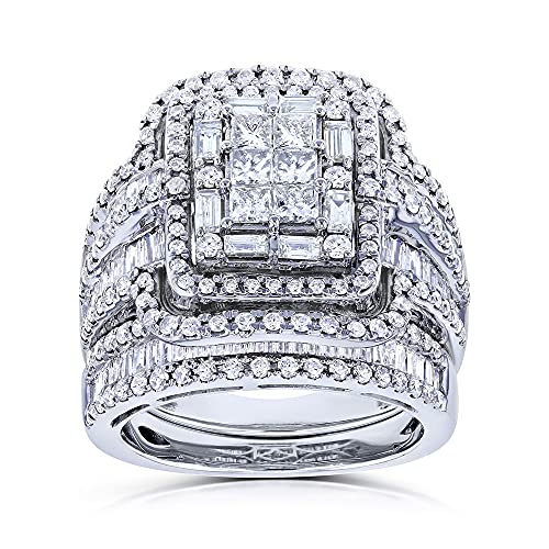 925 Sterling Silver Shiny Full Diamond Gemstone Ring Cubic Zirconia Rings Fold Wear Bridal Sets CZ Diamond Multi Row Ring Eternity Engagement Wedding Band Ring For Women (US Code 9) - size: US Code 9