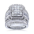 925 Sterling Silver Shiny Full Diamond Gemstone Ring Cubic Zirconia Rings Fold Wear Bridal Sets CZ Diamond Multi Row Ring Eternity Engagement Wedding Band Ring For Women (US Code 9) - size: US Code 9