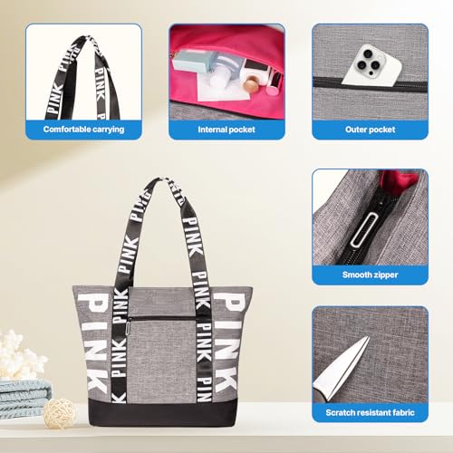 Boomistry Travel Tote Bag for Women, Large Waterproof Beach Bag for Daily | Large - color: Gray