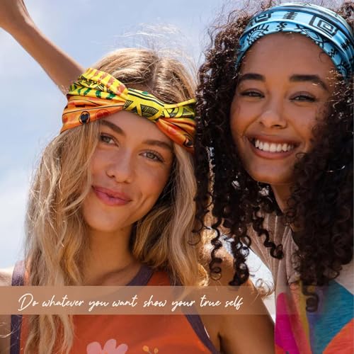 Awumbuk Wide Headbands for Women Knotted No Slip Head Bands Soft Turban Headband Hair Accessories Boho African Solid Color Head Wraps for Women Yoga Workout (Orange) - color: Orange