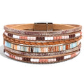 VIBILIA Boho Leather Wrap Bracelets for Women Multi-Layer Bracelets with Strong Clasp Jewelry for Women - color: 03-BohoBraid-Khaki