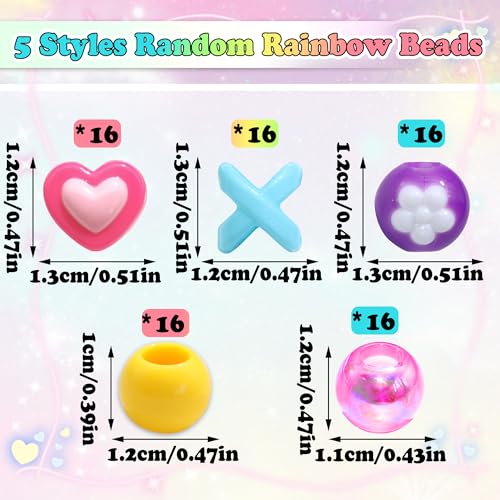 NAISKA 80PCS Colorful Braids Beads Cute Heart Flower Beads for Hair Braids Kids Random Pony Bead Set Acrylic Loc Dreadlock Jewelry Accessories for Girls - color: Colorful
