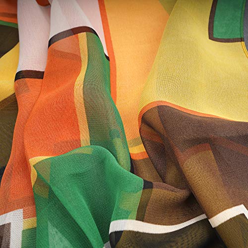 YOUR SMILE Ladies/Women's Lightweight Floral Print/Solid Color mixture Shawl Scarf For Spring Summer season - color: Check/Green Yellow