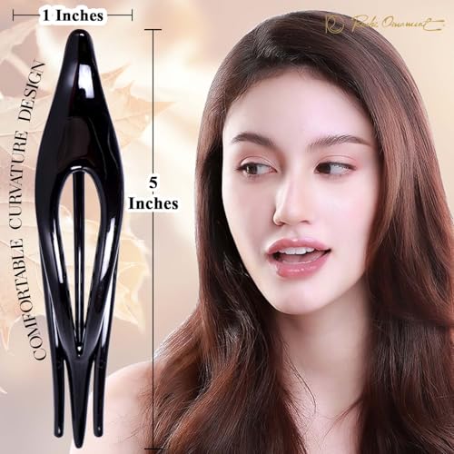 RC ROCHE 6 Pcs Flat French Claw Hair Clips For Women Thick Curly Hair Barrettes Duckbill Concord Side Slide Extra Hold Curved Eyelet Strong Hold Grip, Medium Black and White - color: Black&White