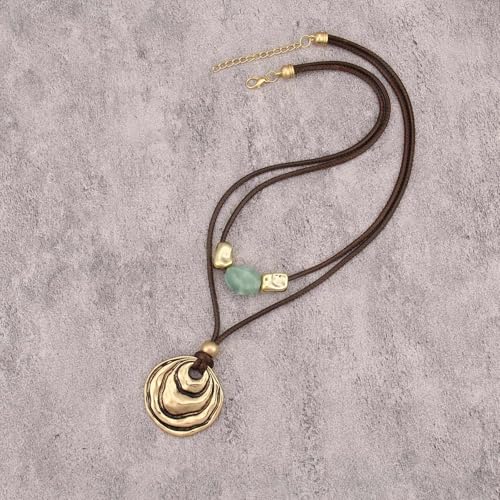 Chunky Necklace for Women Boho Pendant Necklace Statement Western Choker Necklaces for Women Vintage Bohemian Jewelry - style: Bohemian Hippie Necklace