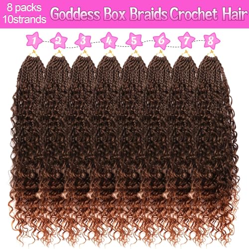 Goddess Boho Box Braids Crochet Hair-8 Packs 18 Inch Crochet Box Braids for Black Women Pre Looped (T30, 18 Inch (Pack of 8)) - color: T30, size: 18 Inch (Pack of 8)