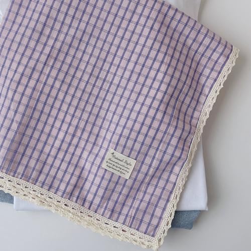 Soft Cotton Like Lace Bandana Headband, Head Wrap, Protective Coverage, Hair Neck Scarf for Women 24 x 24 inch - color: Cas015 - Plaid Pu