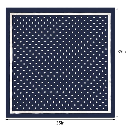 Pistha Head Scarf Bandana for Women, Satin Scarf for Hair, Large Square Silk Bandana Headscarf for Women and Men 35 Inch - style: Dot-blue