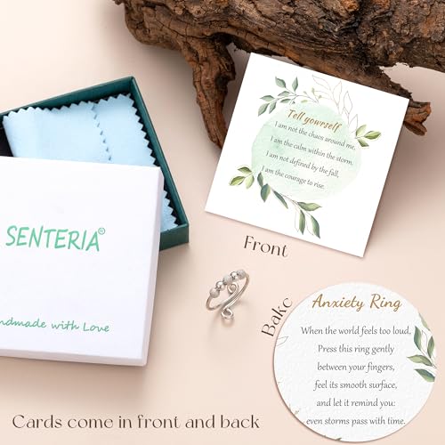 Senteria Anxiety Rings for Women Sterling Silver Rings Adjustable Stress Spinner Rings with Beads Fidget Rings for Anxiety Women - color: S925 ring-Style 2