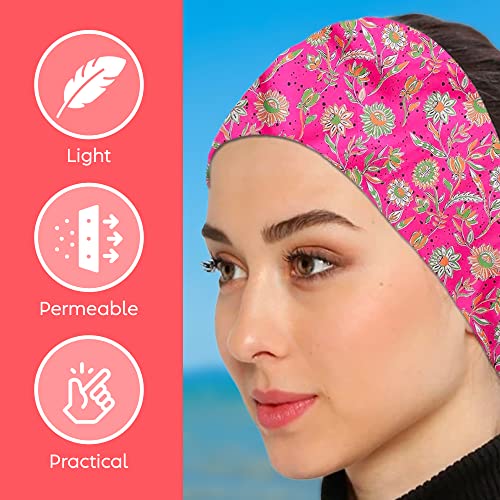 dscarf Womens Neck Scarf 21"x21" Small Square | Headband Scarf Ethnic Bandana Head Scarf Flowering Breathable Lightweight - color: Flowering Design 2