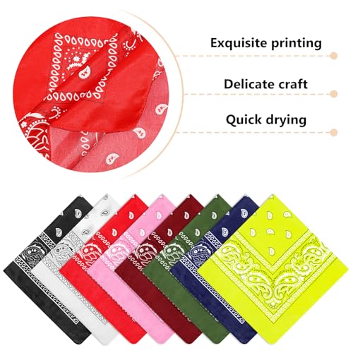 Morcheiong 8/16 Pcs Bandanas Paisley Bandana Head Scarf Headband Handkerchiefs for Men Women Boy Girls - color: Multicolor