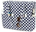 Bluboon Waterproof Beach Tote Pool Bags for Women Ladies Extra Large Carry On Bag With Wet Compartment for Weekender Travel - color: Dark Blue White Checkered