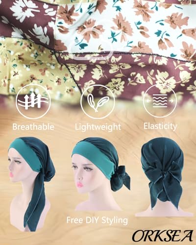 Chemo Headwear for Women Head Scarf Headwraps Silky Soft Turbans for Women Cancer Hats Chemo Beanie Coverings Scarves - color: C Bean Paste Powder Pattern 1