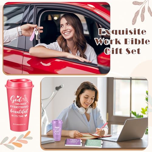 Skylety 12 Set/ 48 Pcs Christian Gifts for Women Men Religious Gift Set 16 oz Bible Scripture Cups with Lids Mini Spiral Notebooks Pens Keychains for Mother Father Birthday(Soft Color) - color: Soft Gradient