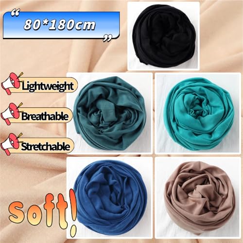 Head Wraps for Black Women, Breathable Headwrap Soft Long Hair Wraps Wide Headscarves for Locs Braids - color: 5pcs-(black,denim Blue,light Green,camel,cyan)