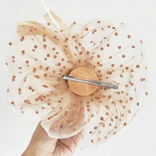 Fascinators Hat Pearl Earrings Necklace Bracelets Gloves 1920s Headband Hair Clips Women Flower Mesh Feather Headpiece Headwear Halloween Carnival Cocktail Wedding Tea Party Accessories Beige - color: Beige + Golden