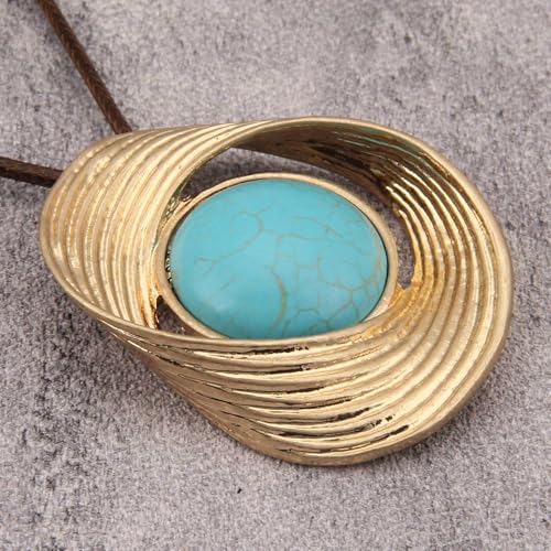 Leather Necklace for Women Long Boho Necklace Bohemian Choker Vintage Necklace Braided Boho Jewelry with Adjustable Brown Leather Cord - color: Bohemian Long Necklaces