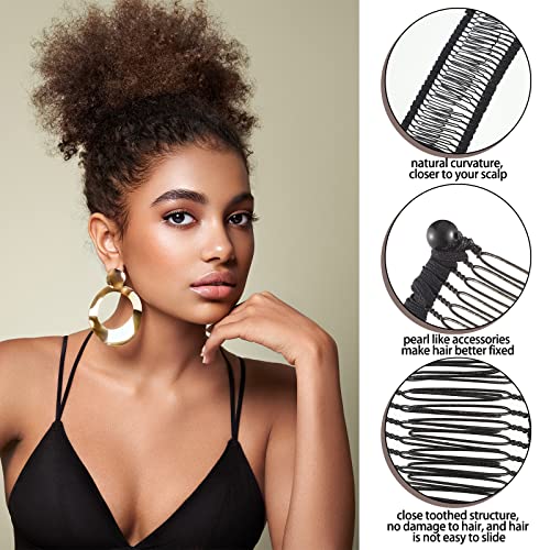 WILLBOND 4 Pcs Banana Hair Clips for Women, Vintage Clincher Stretchy Banana Grip Clips Comb for Curly, Thick, Thin, Wavy Hair, Ponytail Holder for Wedding, Daily Use(Army Green, Black, Khaki) - color: Army Green, Black, Khaki