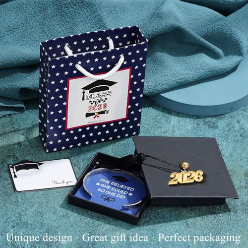 M MOOHAM Graduation Gift for Her Him 2026, Inspirational Graduation Bracelets Class of 2026 High School College Graduation Gift for Her with Graduation Box - style: " With Box -She Believed She Could So She Did