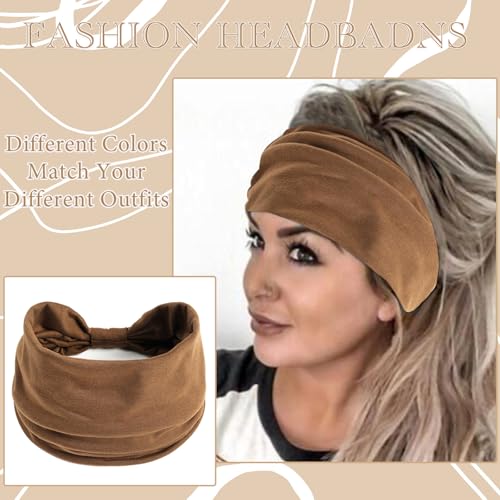 Wide Headbands For Women Black Head Bands Soft Turban Knotted Head Wraps Non Slip Scarf Bandana Stretchy Solid Hair Band Large Sweatbands Workout Hair Accessories For Women Girls 4 Pcs - color: Style 84