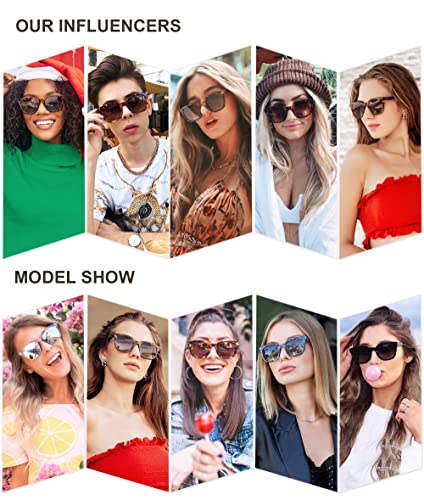 SOJOS Classic Square Polarized Sunglasses Womens Mens Retro Trendy UV400 Sunnies SJ2050 - color: Clear Pink/Pink Mirrored