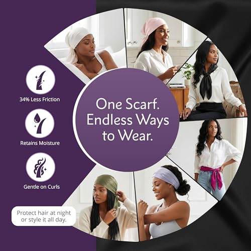 100% Mulberry Silk Head Scarf Large 36" - 19 Momme Women's Hair Wrap for Sleeping, Reduce Frizz & Damage, Natural Soft Silk - color: Ivory
