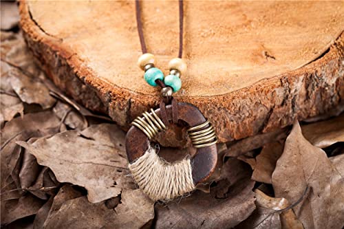 Brown Wooden Choker Chunky Pendant Necklaces for women - color: ET-SUBY-O4I6