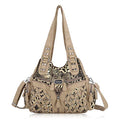 Angel Barcelo Purses for Women Large Shoulder Bag Soft Hobo Bags for Women - color: Brown/Beige