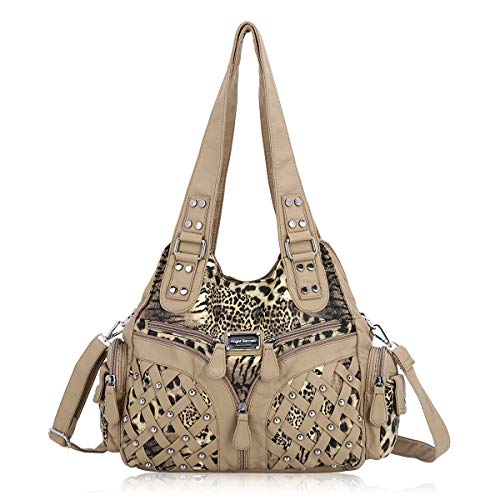 Angel Barcelo Purses for Women Large Shoulder Bag Soft Hobo Bags for Women - color: Brown/Beige