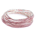 14K Gold Plated Dainty 10Pcs Colorful Cubic Zircon Crystal Beaded Adjustable Stackable Stretch Sparkling Tennis Chain Bracelet Set Birthday Wedding Jewelry for Women - color: pink