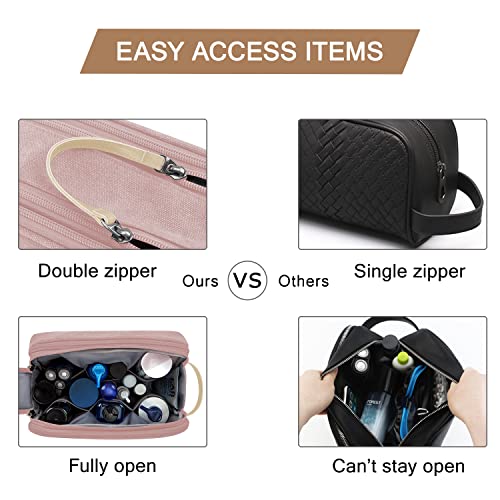 BAGSMART Toiletry Bag for Women, Cosmetic Makeup Bag Organizer, Travel Bag for Toiletries, Dopp Kit Water-resistant Shaving Bag for Accessories, Pink-Large - color: Pink, size: Large
