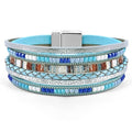 VIBILIA Boho Leather Wrap Bracelets for Women Multi-Layer Bracelets with Strong Clasp Jewelry for Women - color: 03-BohoBraid-Blue