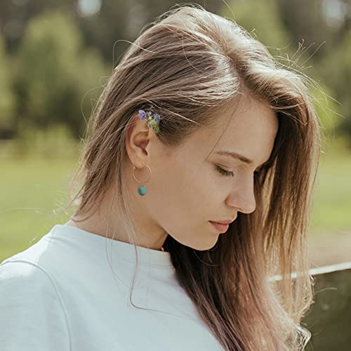 Gold Plated Huggie Hoop Earrings with Charms Fashion Pearl Drop Dangle Earrings for Women Handmade Karma Circle Jewelry for Ladies Lightweight Pearl Earrings on Christmas - color: turquoise