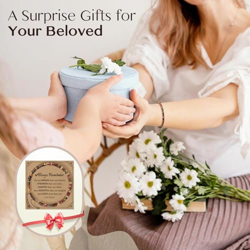 Inspirational Gifts Bracelets for Women: Mothers Day Birthday Gifts for Mom Women Friends Sister - Healing Natural Stone Beads Bracelets Thinking of you Get Well Soon Gift for Women - color: A-JASPER STONE-TEACHER