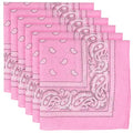 6 Pack Pure Cotton Bandana, Multi-Purpose Square Handkerchief, Face Mask headband for Men and Women - color: Pink