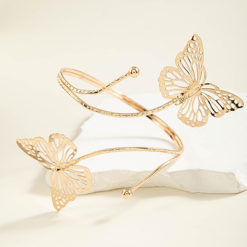 Pingyongchang Arm Cuff Upper Arm Band Cuff Bracelet Bangle for Women Silver Gold Boho Adjustable Flower Butterfly Sun Moon Armband Set Birthday Friendship Gift Holiday Beach Jewelry - style: Aa-Gold