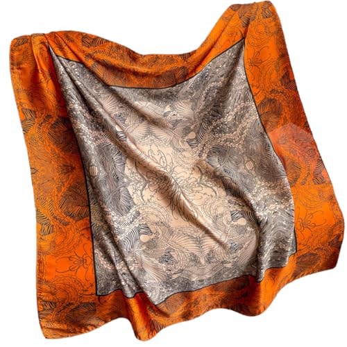 K-Elewon Large Square Scarf 43" Silk Scarf Fashion Scarves Silk Feeling Hair Wrapping Scarfs Night Sleeping Headscarf - color: Vb15