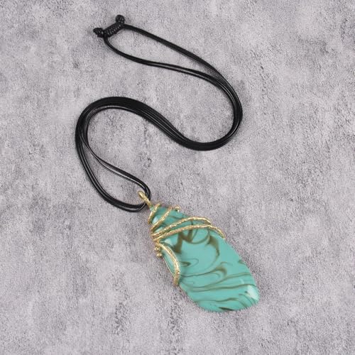 Leather Necklace for Women Large Pendant Hippie Choker Necklace Vintage Sweater Necklace Chunky Boho Necklaces for Women - style: Bohemian Style Necklaces