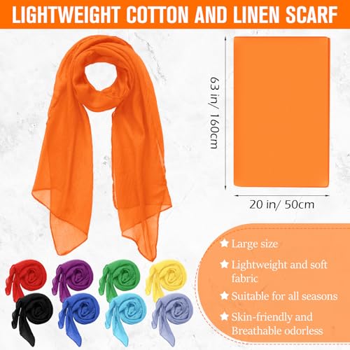 Patelai 9 Pieces Women's Cotton Scarves Lady Light Soft Fashion Solid Scarf Wrap Shawl, Candy Color - color: Vivid
